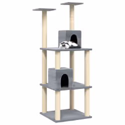 vidaXL Cat Tree with Sisal Scratching Posts Light Grey Pet Cat Tower Climber