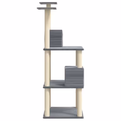 vidaXL Cat Tree with Sisal Scratching Posts Light Grey Pet Cat Tower Climber - Additional view 4