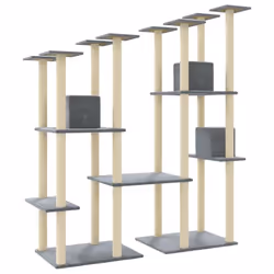 vidaXL Cat Tree with Sisal Scratching Posts Light Grey Pet Cat Tower Climber - Additional view 5