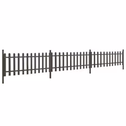 vidaXL 3x Picket Fence with Posts WPC Garden Outdoor Patio Fence Panel Barrier