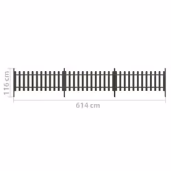 vidaXL 3x Picket Fence with Posts WPC Garden Outdoor Patio Fence Panel Barrier