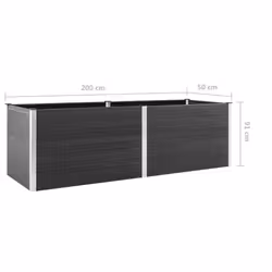 vidaXL Garden Raised Bed Outdoor Plant Pot Flower Box Planter Box WPC Grey - 200 x 50 x 91 cm - Additional view 3