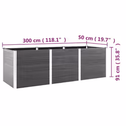 vidaXL Garden Raised Bed Outdoor Plant Pot Flower Box Planter Box WPC Grey - 300 x 50 x 91 cm - Additional view 3