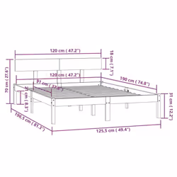 vidaXL Solid Wood Pine Bed Frame Wooden Platform Bedstead Multi Colours/Sizes - white, 120 x 190 cm - Additional view 9