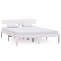 vidaXL Solid Wood Pine Bed Frame Wooden Platform Bedstead Multi Colours/Sizes - white, 135 x 190 cm