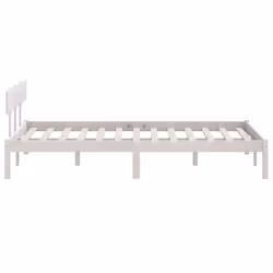 vidaXL Solid Wood Pine Bed Frame Wooden Platform Bedstead Multi Colours/Sizes - white, 135 x 190 cm - Additional view 5