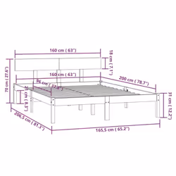 vidaXL Solid Wood Pine Bed Frame Wooden Platform Bedstead Multi Colours/Sizes - white, 160 x 200 cm - Additional view 4