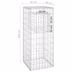 vidaXL 2x Gabion Basket Posts Iron Patio Outdoor Garden Planter Gabion Post - Additional view 6