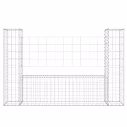 vidaXL U-shape Gabion Basket with 2 Posts Iron Outdoor Patio Wire Wall Fence