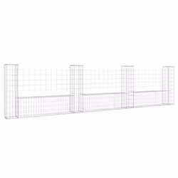 vidaXL U-shape Gabion Basket with 4 Posts Iron Outdoor Patio Wire Wall Fence