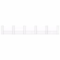 vidaXL U-shape Gabion Basket with 6 Posts Iron Outdoor Patio Wire Wall Fence
