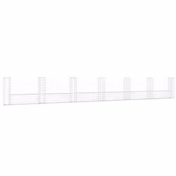 vidaXL U-shape Gabion Basket with 7 Posts Iron Outdoor Patio Wire Wall Fence