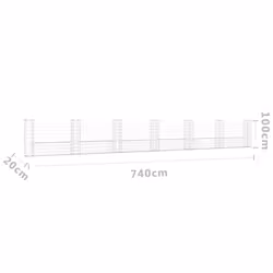 vidaXL U-shape Gabion Basket with 7 Posts Iron Outdoor Patio Wire Wall Fence