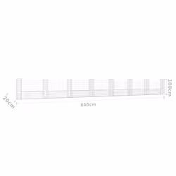 vidaXL U-shape Gabion Basket with 8 Posts Iron Outdoor Patio Wire Wall Fence - Additional view 5