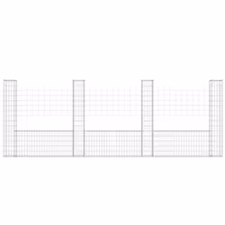 vidaXL U-shape Gabion Basket with 4 Posts Iron Garden Wire Fence Gabion Wall