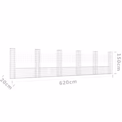 vidaXL U-shape Gabion Basket with 6 Posts Iron Garden Wire Fence Gabion Wall - Additional view 5