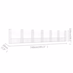 vidaXL U-shape Gabion Basket with 7 Posts Iron Basket Wall Fence Panel Barrier - Additional view 5