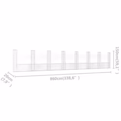 vidaXL U-shape Gabion Basket with 8 Posts Iron Basket Wall Fence Panel Barrier