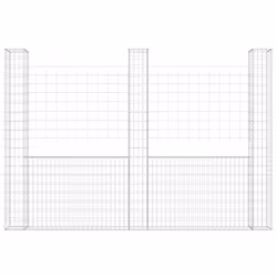 vidaXL U-shape Gabion Basket with 3 Posts Iron Basket Wall Fence Panel Barrier