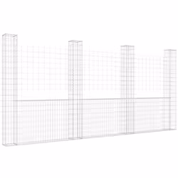 vidaXL U-shape Gabion Basket with 4 Posts Iron Basket Wall Fence Panel Barrier