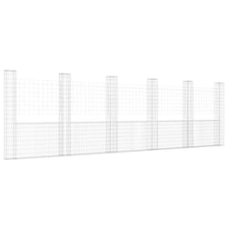 vidaXL U-shape Gabion Basket with 6 Posts Iron Basket Wall Fence Panel Barrier