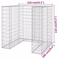 vidaXL Gabion Wall for Garbage Bins Galvanised Steel Wheelie Bin Multi Sizes - 110 x 100 x 110 cm