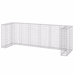 vidaXL Gabion Wall for Garbage Bins Galvanised Steel Wheelie Bin Multi Sizes - 320 x 100 x 110 cm - Additional view 2