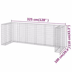 vidaXL Gabion Wall for Garbage Bins Galvanised Steel Wheelie Bin Multi Sizes - 320 x 100 x 110 cm - Additional view 4