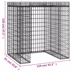 vidaXL Gabion Wall for Garbage Bin Gabion Cage Stone Cage Wall Galvanised Iron - 110 x 91 x 120 cm - Additional view 3