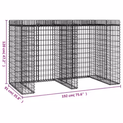 vidaXL Gabion Wall for Garbage Bin Gabion Cage Stone Cage Wall Galvanised Iron - 192 x 91 x 120 cm