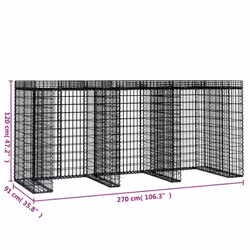 vidaXL Gabion Wall for Garbage Bin Gabion Cage Stone Cage Wall Galvanised Iron - 270 x 91 x 120 cm - Additional view 4