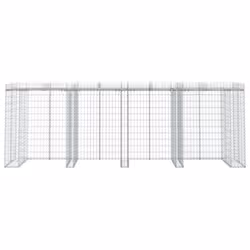 vidaXL Gabion Wall for Garbage Bin Gabion Cage Stone Cage Wall Galvanised Iron - 350 x 91 x 120 cm - Additional view 2