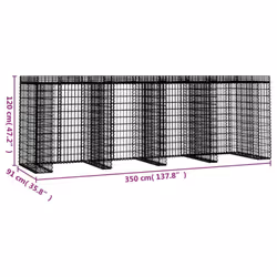 vidaXL Gabion Wall for Garbage Bin Gabion Cage Stone Cage Wall Galvanised Iron - 350 x 91 x 120 cm - Additional view 4