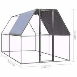 vidaXL Outdoor Chicken Cage Galvanised Steel Patio Chicken Hen House Coop Run - Additional view 3