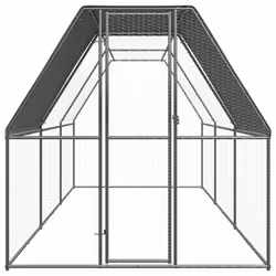 vidaXL Outdoor Chicken Cage Galvanised Steel Patio Chicken Hen House Coop Run