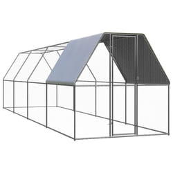 vidaXL Outdoor Chicken Cage Galvanised Steel Patio Chicken Hen House Coop Run