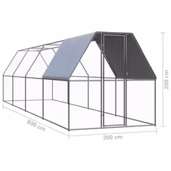 vidaXL Outdoor Chicken Cage Galvanised Steel Patio Chicken Hen House Coop Run - Additional view 4