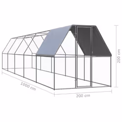 vidaXL Outdoor Chicken Cage Galvanised Steel Patio Chicken Hen House Coop Run - Additional view 4
