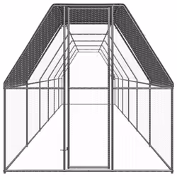 vidaXL Outdoor Chicken Cage Galvanised Steel Patio Chicken Hen House Coop Run