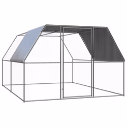 vidaXL Outdoor Chicken Cage Galvanised Steel Patio Chicken Hen House Coop Run