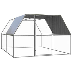 vidaXL Outdoor Chicken Cage Galvanised Steel Patio Chicken Hen House Coop Run