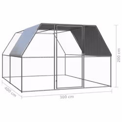 vidaXL Outdoor Chicken Cage Galvanised Steel Patio Chicken Hen House Coop Run