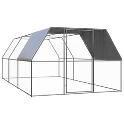 vidaXL Outdoor Chicken Cage Galvanised Steel Patio Chicken Hen House Coop Run