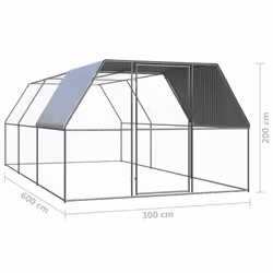 vidaXL Outdoor Chicken Cage Galvanised Steel Patio Chicken Hen House Coop Run - Additional view 3