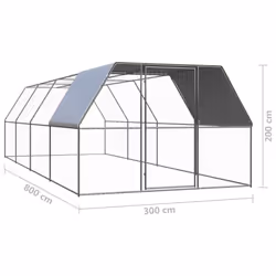 vidaXL Outdoor Chicken Cage Galvanised Steel Patio Chicken Hen House Coop Run - Additional view 4