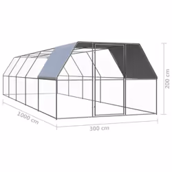 vidaXL Outdoor Chicken Cage Galvanised Steel Patio Chicken Hen House Coop Run