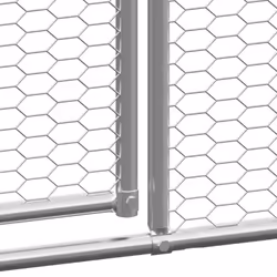 vidaXL Outdoor Chicken Cage Galvanised Steel Patio Chicken Hen House Coop Run - Additional view 4