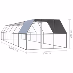 vidaXL Outdoor Chicken Cage Galvanised Steel Patio Chicken Hen House Coop Run - Additional view 5
