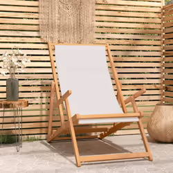 VidaXL 317696 outdoor chair Terrace Padded seat Polyester, Teak Cream