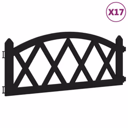 vidaXL 17x Lawn Edgings PP Outdoor Garden Edge Border Fence Multi Colours - black